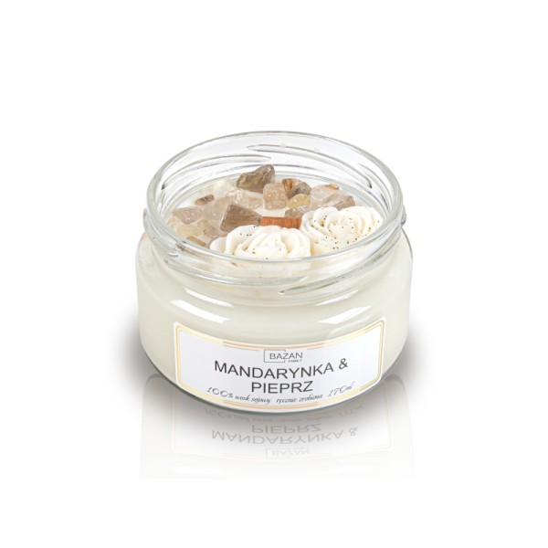 Świeca sojowa zapachowa w formie szklanej «Stone» Mandarynka & Pieprz Świeca sojowa zapachowa w formie szklanej «Stone» Mandarynka & Pieprz