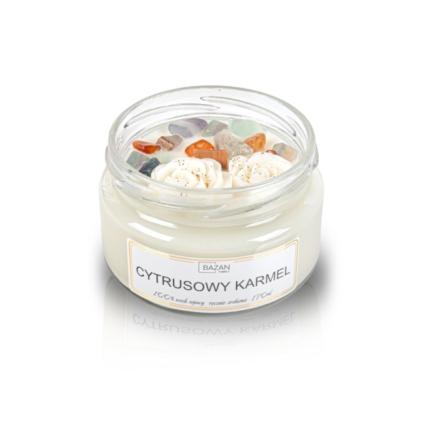 Świeca sojowa zapachowa w formie szklanej «Stone» Cytrusowy Karmel Świeca sojowa zapachowa w formie szklanej «Stone» Cytrusowy Karmel
