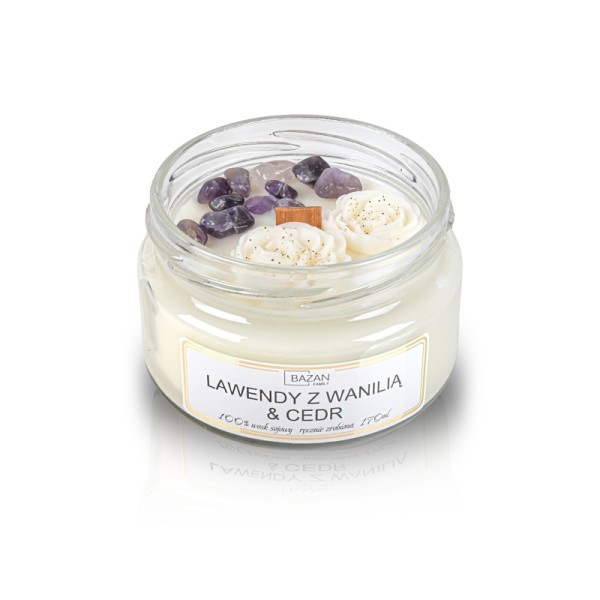 Świeca sojowa zapachowa w formie szklanej «Stone» Lawendy z wanilia & cedr Świeca sojowa zapachowa w formie szklanej «Stone» Lawendy z wanilia & cedr